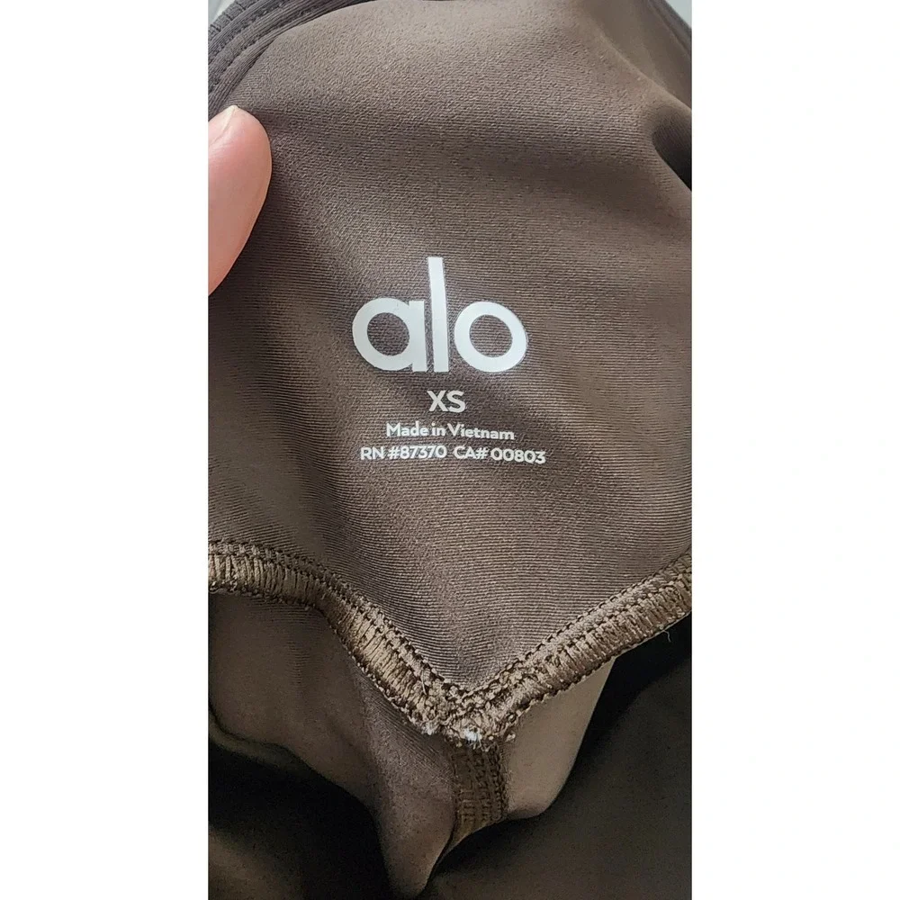 Alo Yoga High-Waist Cargo Leggings Espresso Brown Ribbed Pockets XS